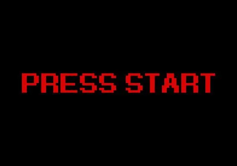Press start pixels. Vector illustration of cross stitch and t-shirt pattern. 스톡 일러스트