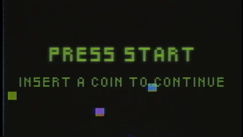 PRESS START Vintage Retro Game Animation 80s 90s VHS Style Stock Footage 128654014