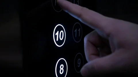 Press the touch button in the elevator. slowmotion. HD. 1920x1080 Stock Footage 81631178