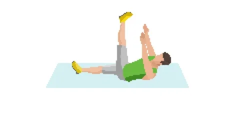Press training. Lifting of arms and legs. A sports mat. Pixel graphics. Video stock 287935198