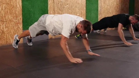 Press ups exercise, plank pose, working out, wearing sportswear, indoor. Sexy Stock-Footage 164685864