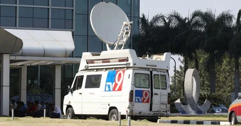 Press vans Video stock 73789067