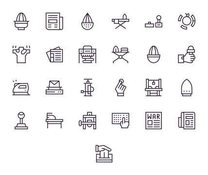 Press Vector Graphics Pack including 25 Regular Line High Resolution Pixel .. Stockillustratie