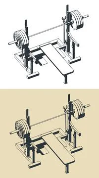 Press weight adjustable squat rack bench Stock Illustration