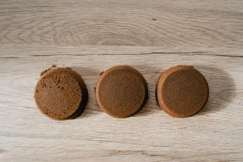 Pressed caffeine tablets top view Stock Photos