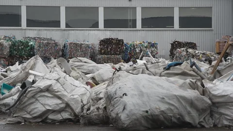 Pressed containers of plastic bottles and household containers Stock Footage 164796684