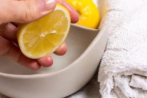Pressed lemon in wellness Stock Photos