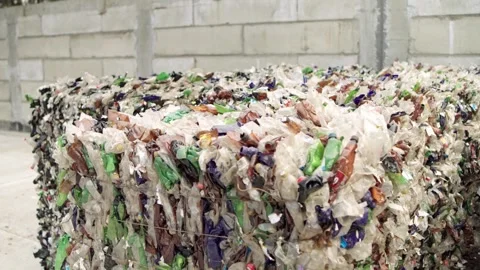 Pressed plastic bottles. Environment. Industry. Ecology. Stock Footage 335688085