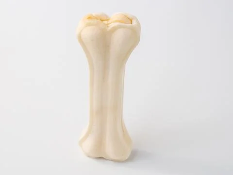 Pressed rawhide bone shaped dog chews. Stock Photos