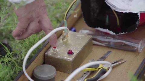 Pressed the rocket launch button. Slow motion Stock Footage 163858857
