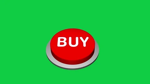 Pressing 3d Buy round button animation on white and green background. Round butt Stock Footage 310178326