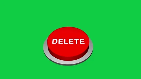 Pressing 3d Delete round button animation on white and green background. Round b Stock Footage 310190768