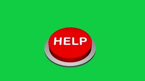 Pressing 3d Help round button animation on white and green background. Round but Stock Footage 310191963