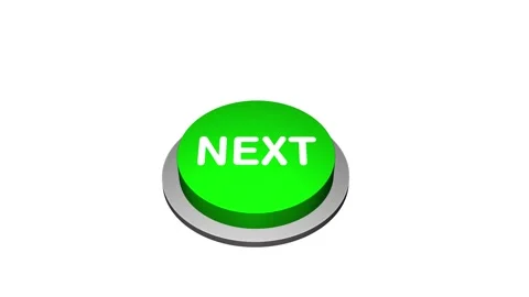 Pressing 3d Next round button animation on white and green background. Round but Stock Footage 310218281