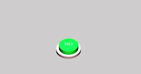 Pressing 3D no button animation. With no button text being pressed down on a tra Stock Footage 340402112