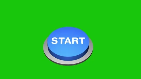 Pressing 3d Start round button animation on white and green background. Round bu Stock Footage 310246033