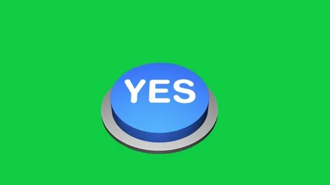 Pressing 3d Yes round button animation on white and green background. Round butt Stock Footage 310254226