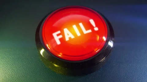 Pressing the big red button labeled with the message "Fail" Stock Footage 293217463