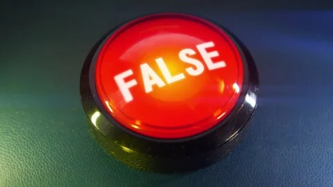 Pressing the big red button labeled with the message "False" Stock Footage 293217537