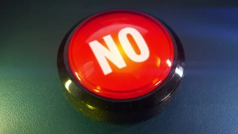 Pressing the big red button labeled with the message "No" Stock Footage 293217900