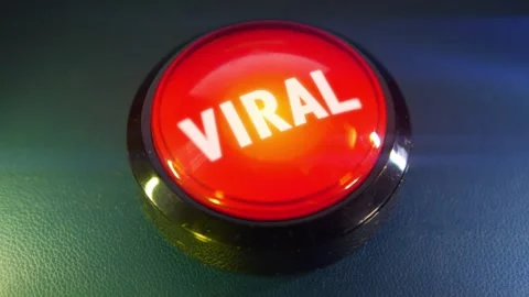 Pressing the big red button labeled with the message "Viral" Stock Footage 293218183