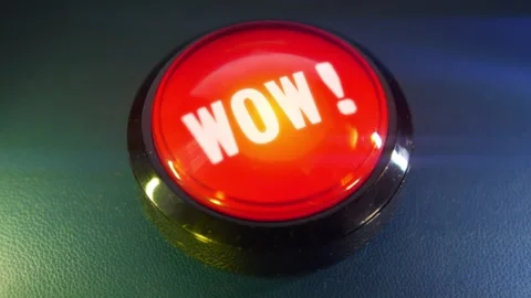 Pressing the big red button labeled with the message "WOW!" Stock Footage 293218296