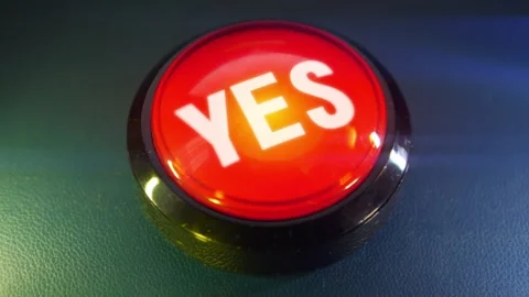 Pressing the big red button labeled with the message "Yes" Stock Footage 293218320