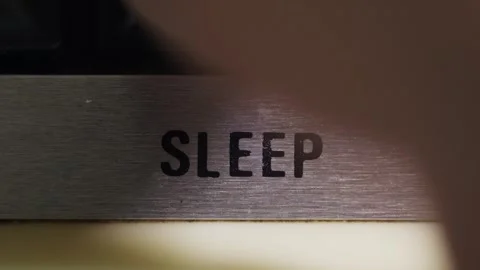 Pressing A Black Sleep Button On A Device Stock Footage 342257119