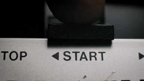 Pressing Black Start Button Macro View Stock Footage 322693615