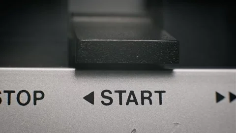 Pressing Black Stop Button Vintage Player Stock Footage 319405856