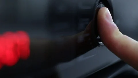 Pressing the button and adjusting the temperature of the modern oven, microwave Stock Footage 93186746