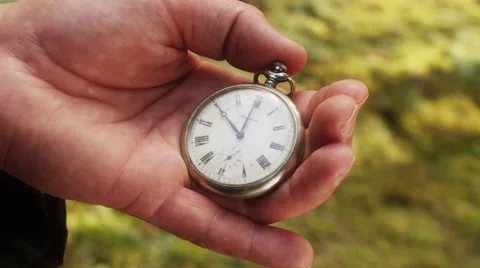 Pressing the button on a Chain Watch Stock Footage 49541932