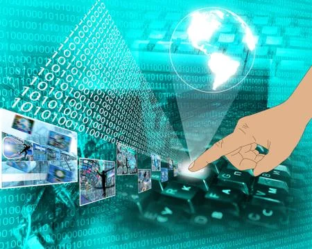 Pressing the button Illustrazione stock