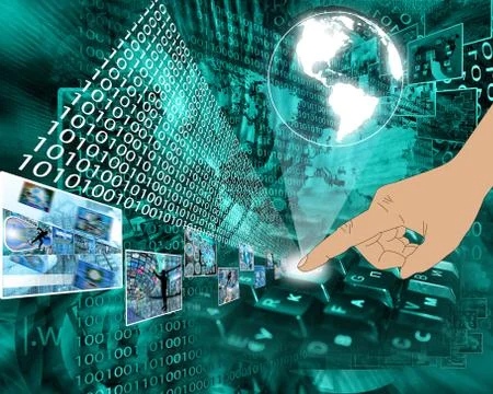 Pressing the button 스톡 일러스트