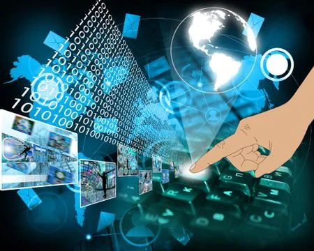 Pressing the button Illustrazione stock