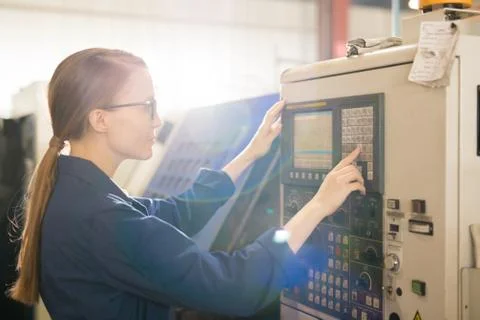 Pressing button on panel Stock Photos