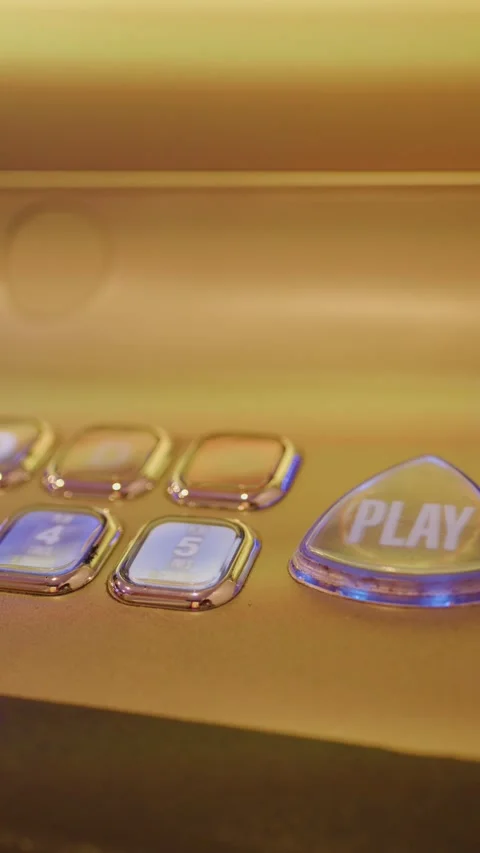 Pressing Button on Slot Machine in Casino Environment Stock Footage 316657388