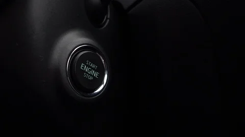 Pressing the button to start the car engine. Stock Footage 114295296