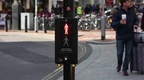 Pressing the button for the traffic lights Stock Footage 68694035