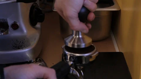 Pressing Coffee in Coffee Shop 스톡 동영상 34205231