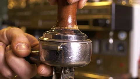Pressing Coffee Tamper Stock Footage 170064555