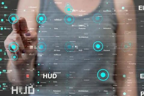 A pressing document icon over computer binary code Stock Photos