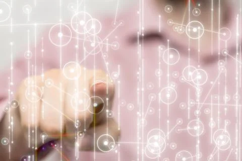 A pressing document icon over computer binary code Stock Photos