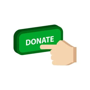 Pressing donate button, donation symbol. Flat Isometric Icon or Logo. 3D Styl 스톡 일러스트