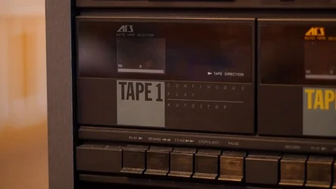 Pressing eject button for tape deck Stock Footage 88256834