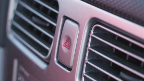 Pressing the emergency stop button in the car Stock Footage 147367882