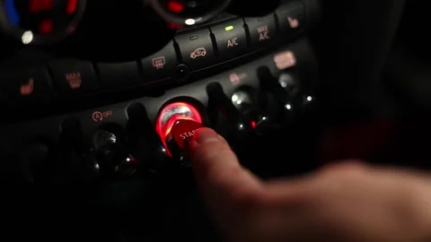 Pressing the engine start button. engine start Stock Footage 302764967