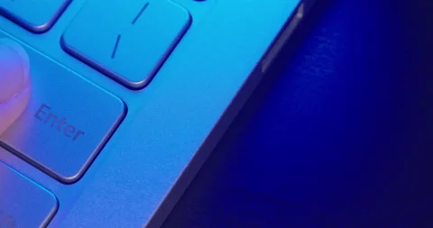 Pressing enter button on the computer keyboard. Close-up. Stock Footage 168741224