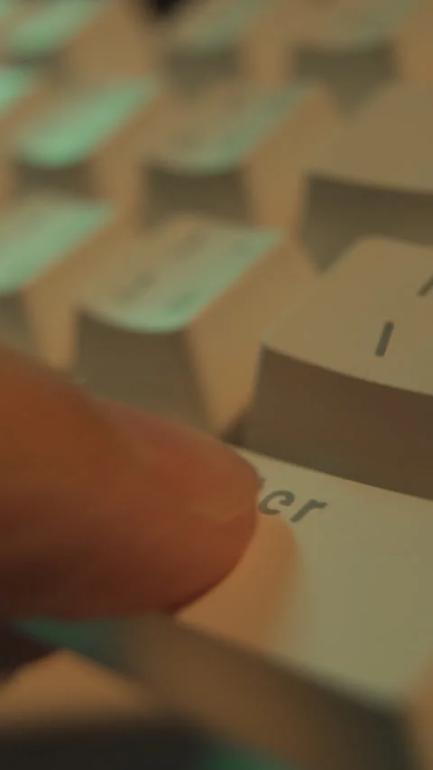 Pressing Enter key on a vintage keyboard Stock-Footage 273664512