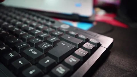 Pressing enter on Keyboard by hand Stock Footage 320316279